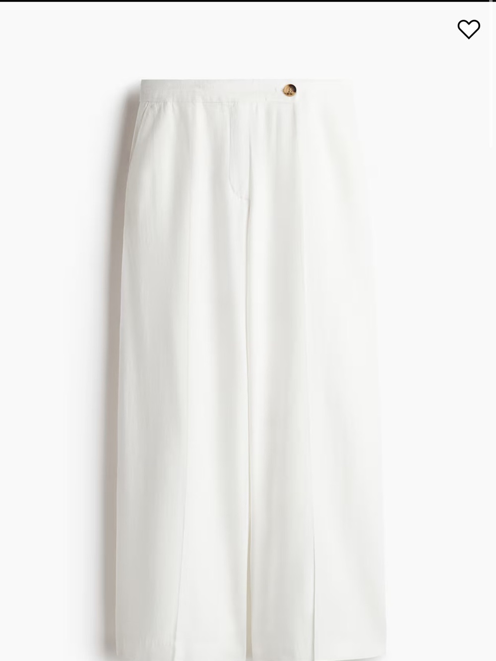 H&M White Wide-Leg Trousers with Buttons